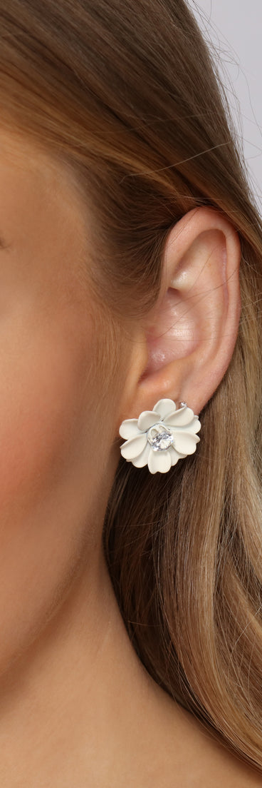 Floral Stunner Rhinestone Stud Earrings
