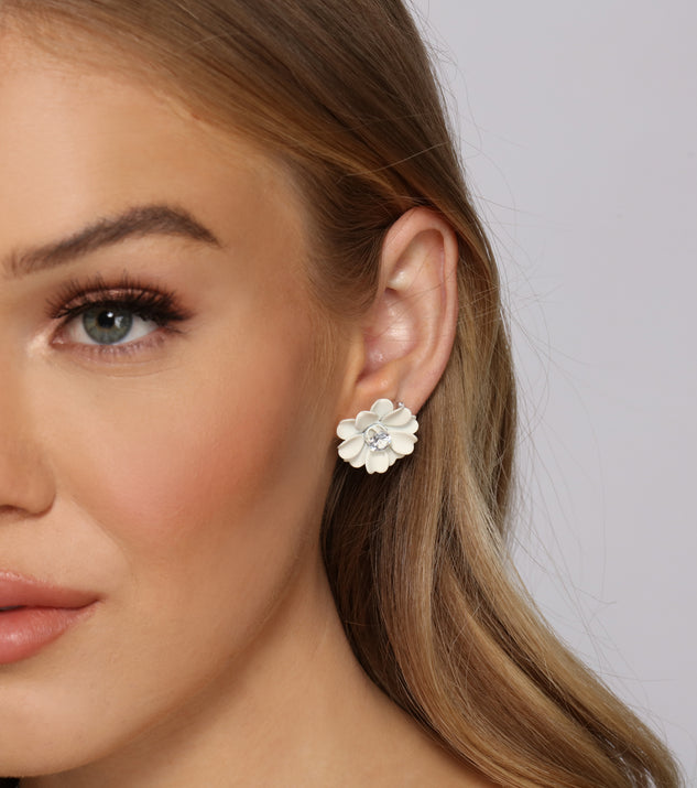 Floral Stunner Rhinestone Stud Earrings