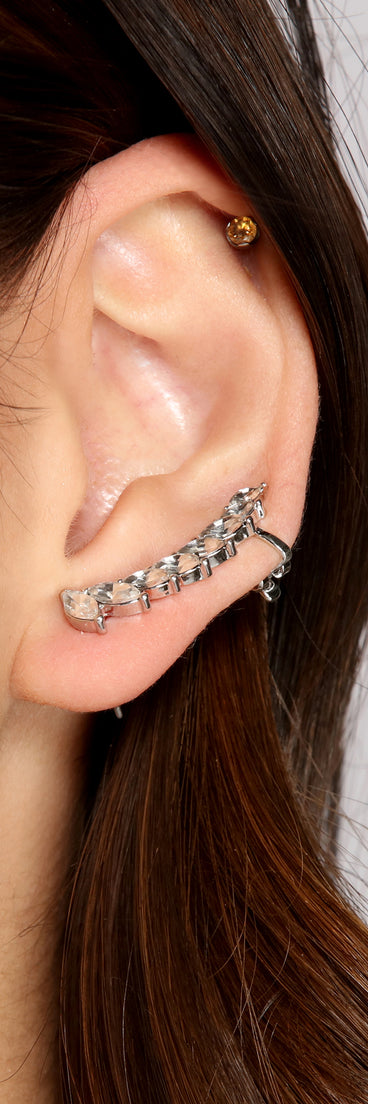 Trendy Glam Rhinestone Crawler Earrings