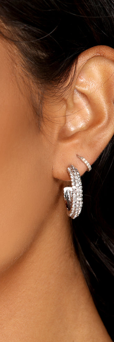 Gorgeous Glam Three-Pack Hoop Earrings Set is a stunning choice for a bridesmaid dress or maid of honor dress, and to feel beautiful at Homecoming 2023, fall or winter weddings, formals, & military balls!