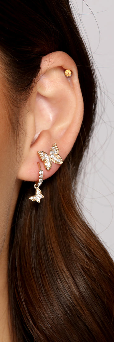 Fluttery Feels Butterfly Earrings And Huggie Pack for 2022 festival outfits, festival dress, outfits for raves, concert outfits, and/or club outfits