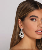 Glamorous Beauty Rhinestone Statement Earrings is a stunning choice for a bridesmaid dress or maid of honor dress, and to feel beautiful at Homecoming 2023, fall or winter weddings, formals, & military balls!