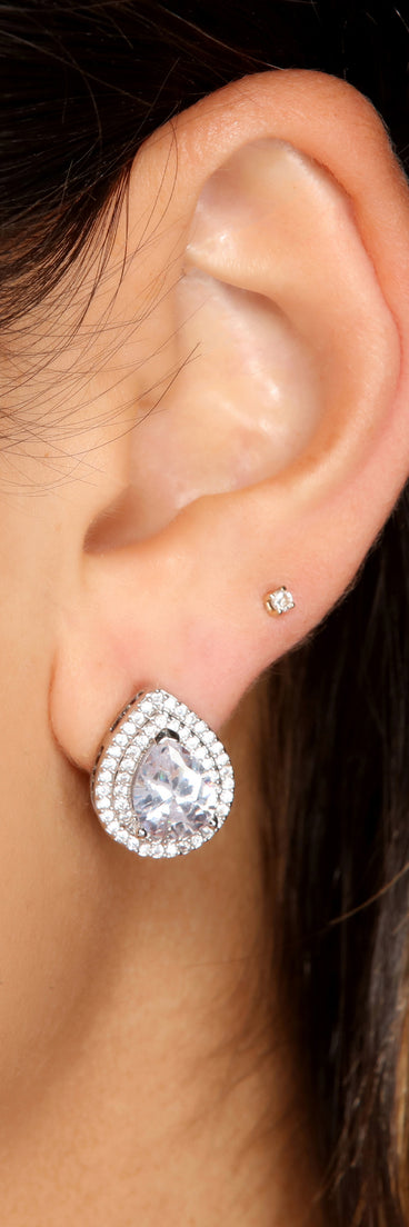 Stunning Cubic Zirconia And Rhinestone Stud Earrings