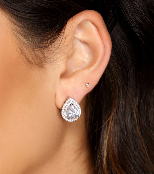 Stunning Cubic Zirconia And Rhinestone Stud Earrings