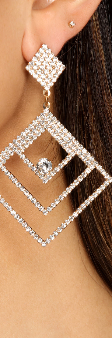 Luxe Rhinestone Square Earrings