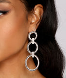 Triple O-Ring Rhinestone Earrings