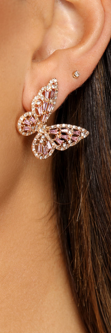Butterfly Beauty Rhinestone Stud Earrings