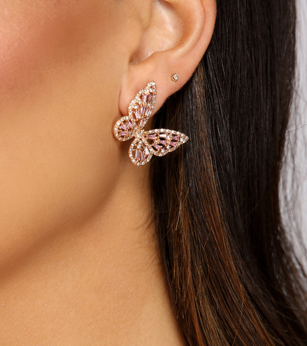 Butterfly Beauty Rhinestone Stud Earrings