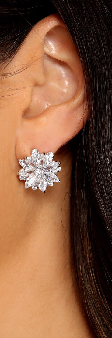 Cubic Zirconia Flower Studs