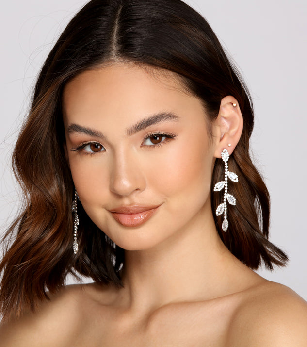 Glamour Moment Rhinestone Leaf Earrings