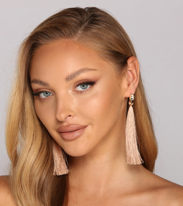 Bohemian Luxe Rhinestone Tassel Earrings for 2022 festival outfits, festival dress, outfits for raves, concert outfits, and/or club outfits