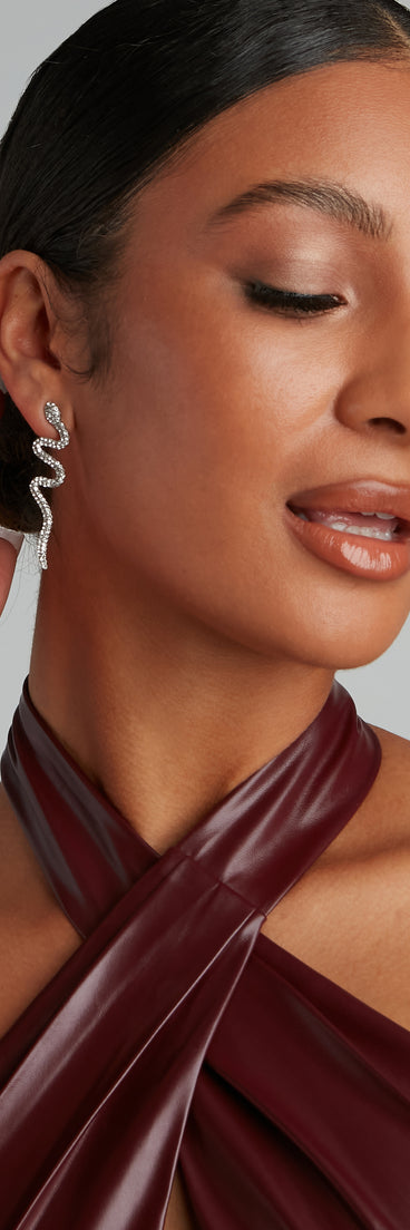 Glam Reputation Rhinestone Snake Earrings for 2022 festival outfits, festival dress, outfits for raves, concert outfits, and/or club outfits
