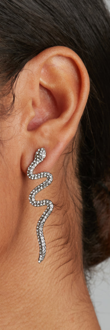 Glam Reputation Rhinestone Snake Earrings for 2022 festival outfits, festival dress, outfits for raves, concert outfits, and/or club outfits