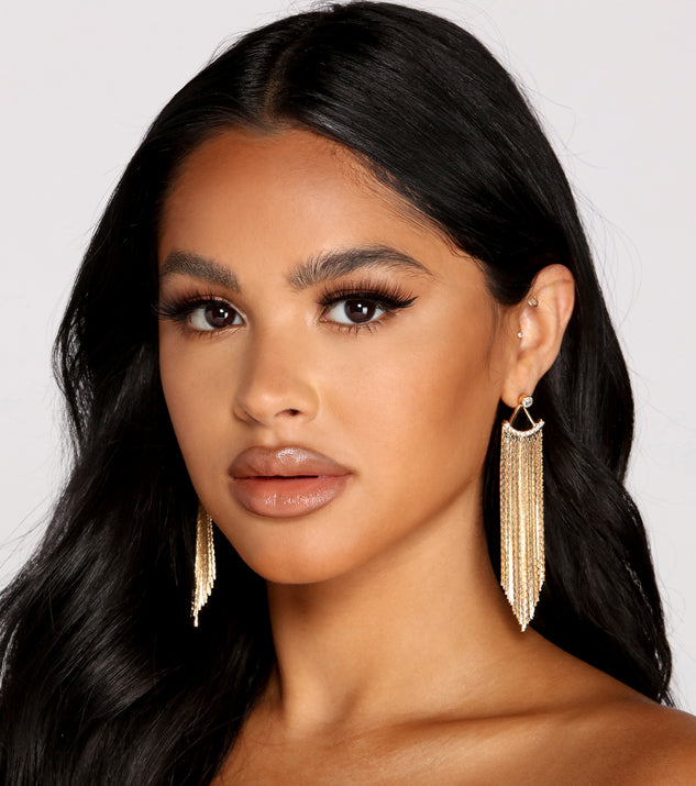 Falling For Rhinestone Fringe Earrings