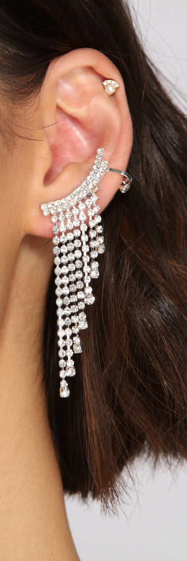The A-List Rhinestone Fringe Ear Crawler