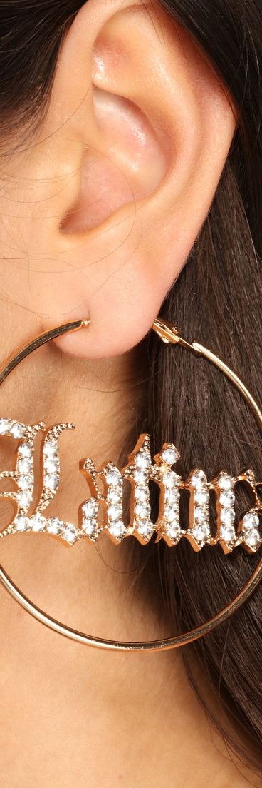 Latina Rhinestone Hoop Earrings is a trendy pick to create 2023 festival outfits, festival dresses, outfits for concerts or raves, and complete your best party outfits!