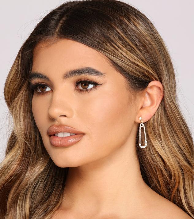 Trendy Rhinestone Safety Pin Earrings for 2022 festival outfits, festival dress, outfits for raves, concert outfits, and/or club outfits