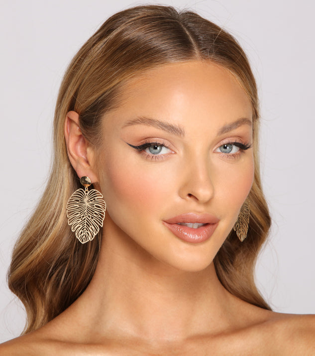 Glam Boho Leaf-Shaped Statement Earrings