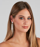 Bring The Dazzle Rhinestone Fringe Earrings is a stunning choice for a bridesmaid dress or maid of honor dress, and to feel beautiful at Homecoming 2023, fall or winter weddings, formals, & military balls!