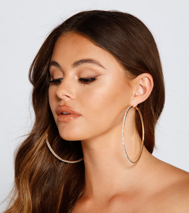 Bring The Drama Rhinestone Hoops is a trendy pick to create 2023 festival outfits, festival dresses, outfits for concerts or raves, and complete your best party outfits!