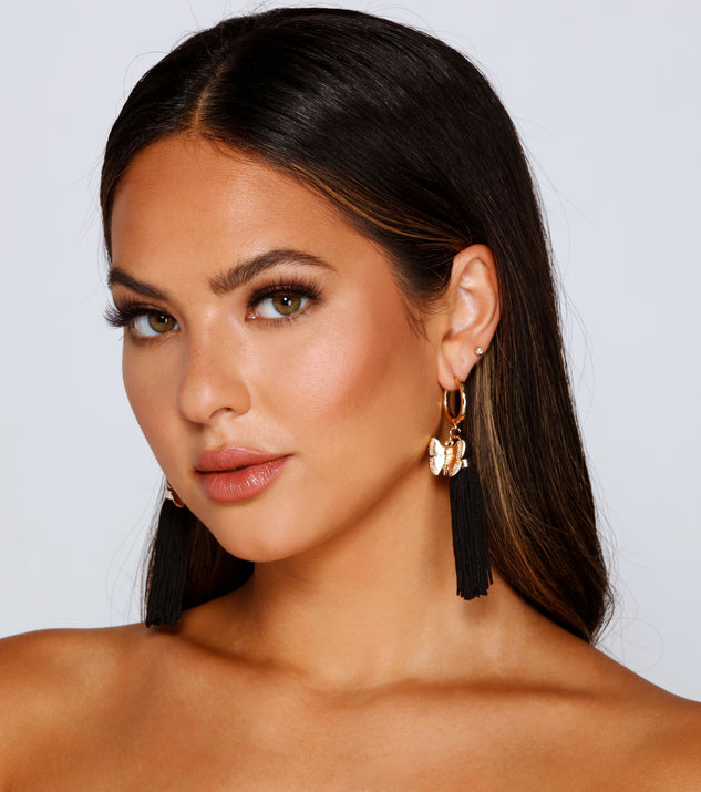 Butterfly Girl Tassel Earrings is the perfect Homecoming look pick with on-trend details to make the 2023 HOCO dance your most memorable event yet!