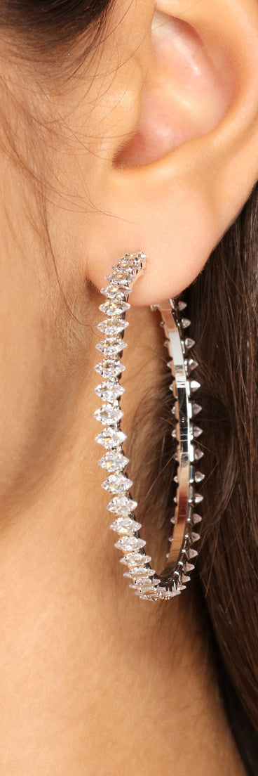 Gorgeous Sparkle Cubic Zirconia Hoop Earrings is a stunning choice for a bridesmaid dress or maid of honor dress, and to feel beautiful at Prom 2023, spring weddings, formals, & military balls!