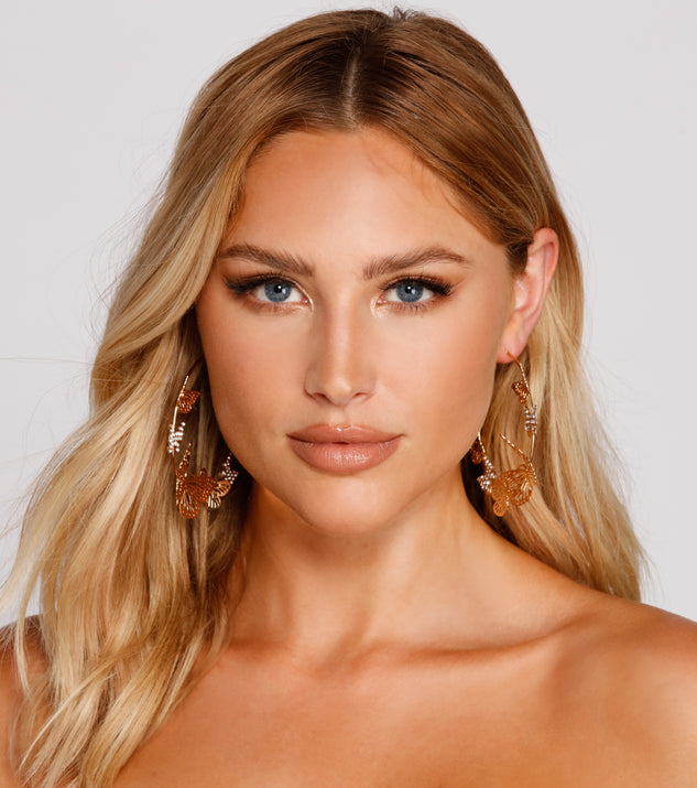 Feelin' Flirty Butterfly Hoop Earrings for 2022 festival outfits, festival dress, outfits for raves, concert outfits, and/or club outfits