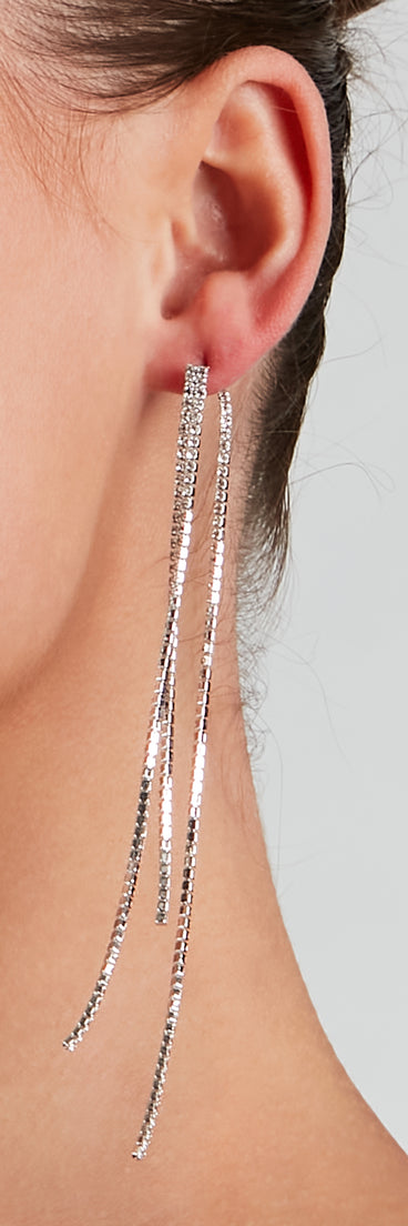 Living In Luxe Rhinestone Fringe Earrings