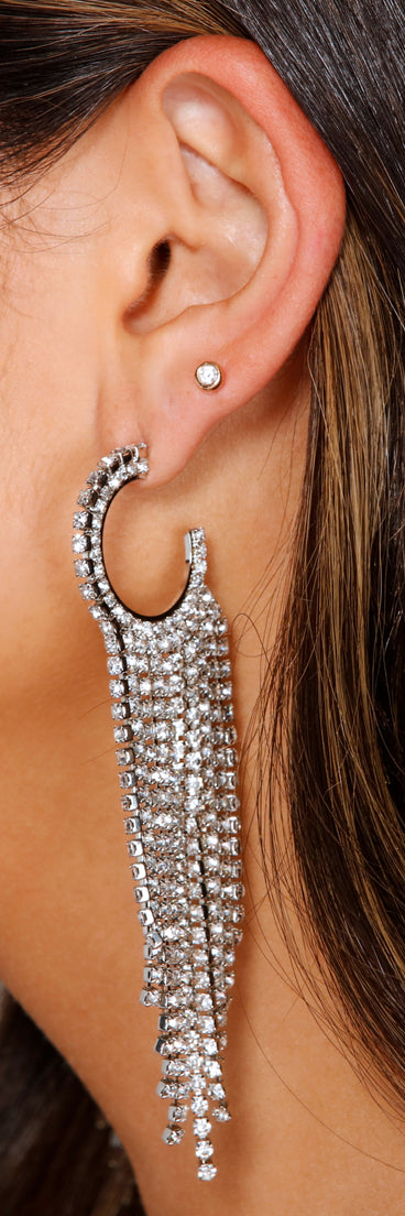 Dazzling Queen Rhinestone Fringe Hoop Earrings