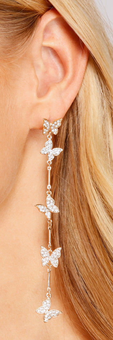 So Sweet Rhinestone Butterfly Earrings