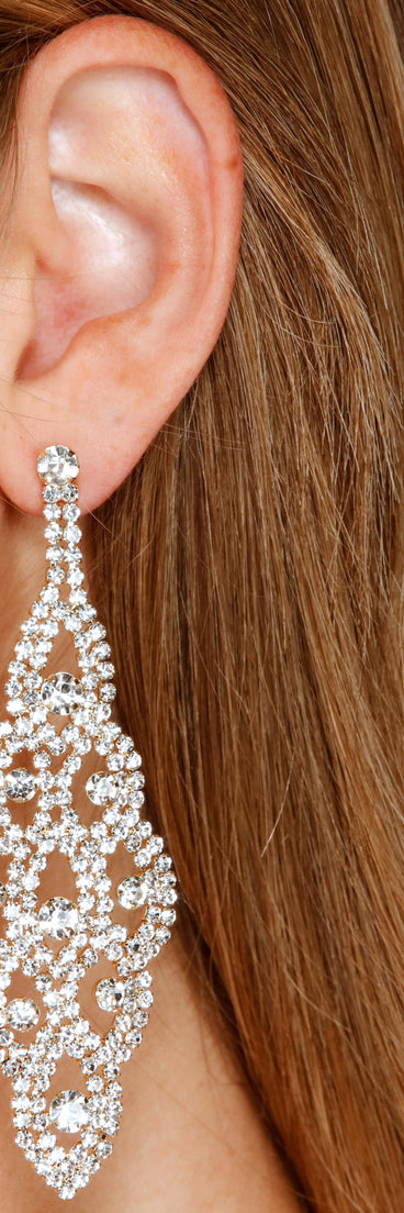 Turn Up The Shine Chandelier Earrings is a stunning choice for a bridesmaid dress or maid of honor dress, and to feel beautiful at Prom 2023, spring weddings, formals, & military balls!