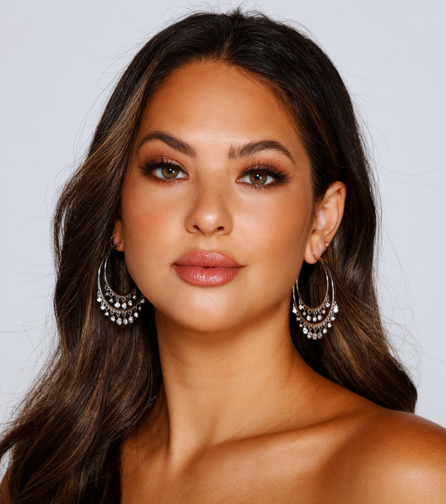 Gorgeous Glam Rhinestone Hoop Earrings is a trendy pick to create 2023 festival outfits, festival dresses, outfits for concerts or raves, and complete your best party outfits!
