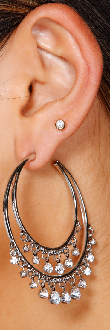 Gorgeous Glam Rhinestone Hoop Earrings is a trendy pick to create 2023 festival outfits, festival dresses, outfits for concerts or raves, and complete your best party outfits!