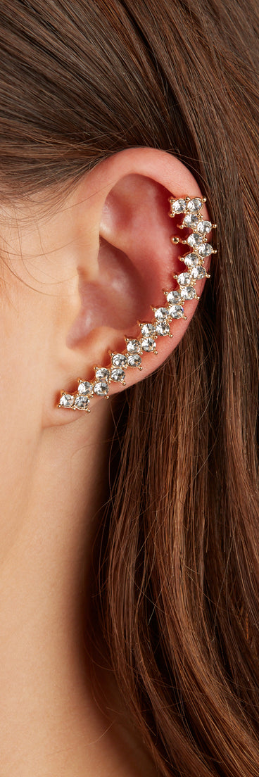 Glam Status Rhinestone Ear Crawler And Stud Set is a trendy pick to create 2023 festival outfits, festival dresses, outfits for concerts or raves, and complete your best party outfits!