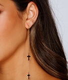 Cross Charm Linear Drop Earrings is a trendy pick to create 2023 festival outfits, festival dresses, outfits for concerts or raves, and complete your best party outfits!