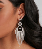 Tres Glam Rhine Tassel Earrings