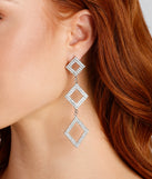 Dazzling Diamond-Shaped Rhinestone Earrings for 2022 festival outfits, festival dress, outfits for raves, concert outfits, and/or club outfits