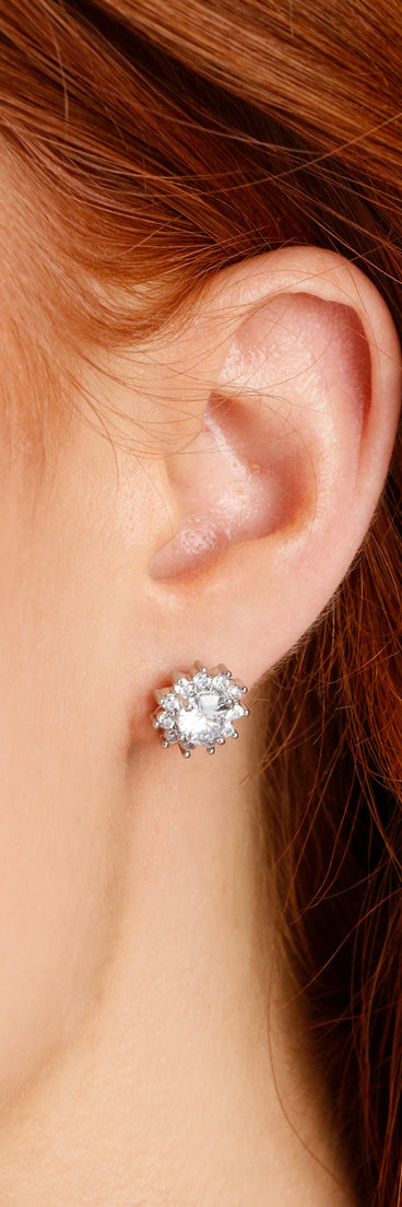Sparkly Gems Flower Halo Stud Set