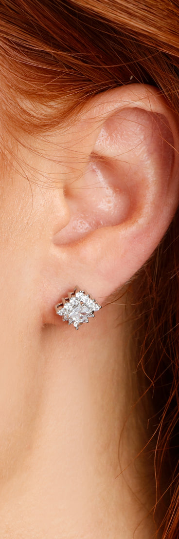 Sparkly Gems Flower Halo Stud Set
