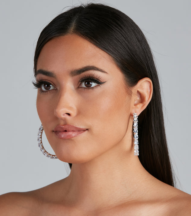 Glamorous Chic Cubic Zirconia Hoop Earrings for 2022 festival outfits, festival dress, outfits for raves, concert outfits, and/or club outfits
