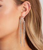 Starry Eyed Rhinestone Fringe Earrings