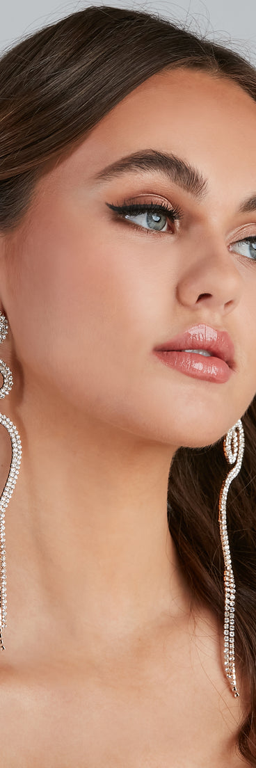 Glamorous Charm Rhinestone Fringe Earrings