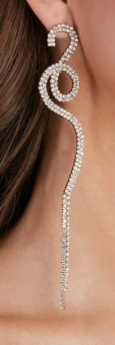 Glamorous Charm Rhinestone Fringe Earrings