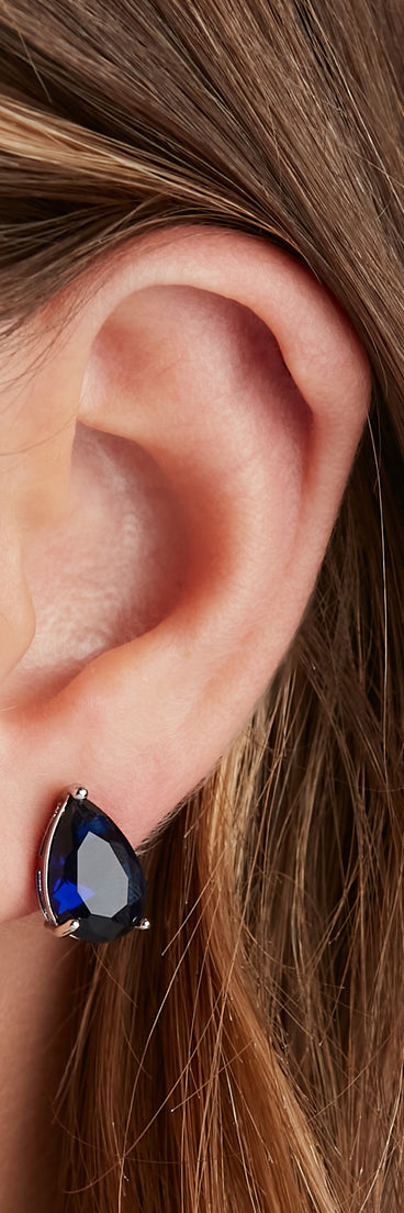 Flawless Cubic Zirconia Teardrop Stud Earrings