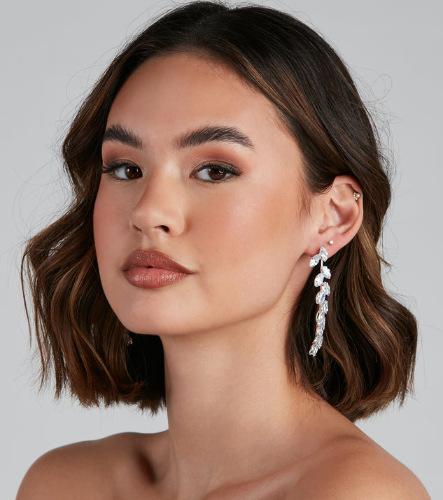 Luxe Leaf Detail Rhinestone Earrings