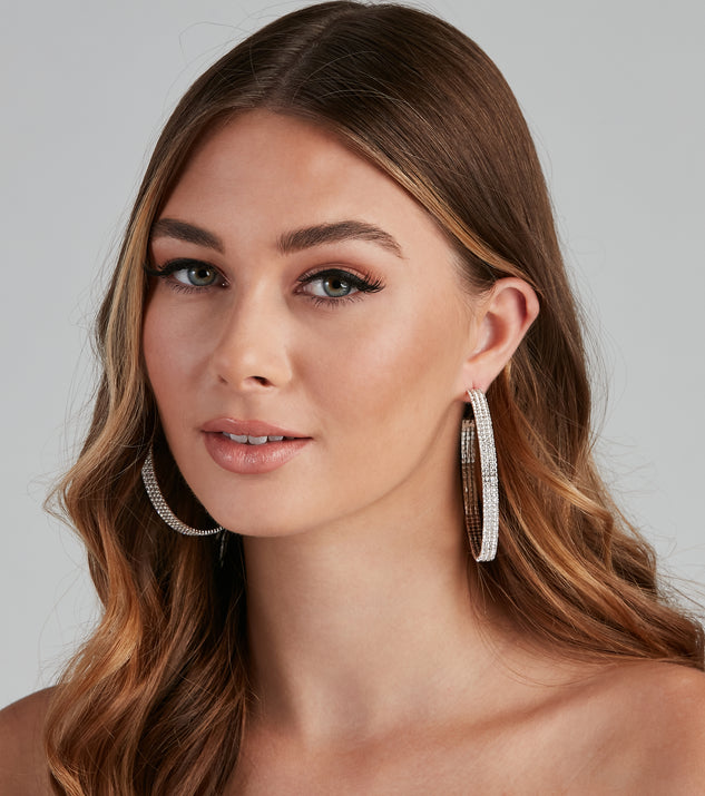 Party Time Rhinestone 3-Row Hoops