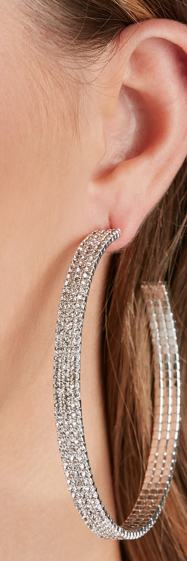 Party Time Rhinestone 3-Row Hoops