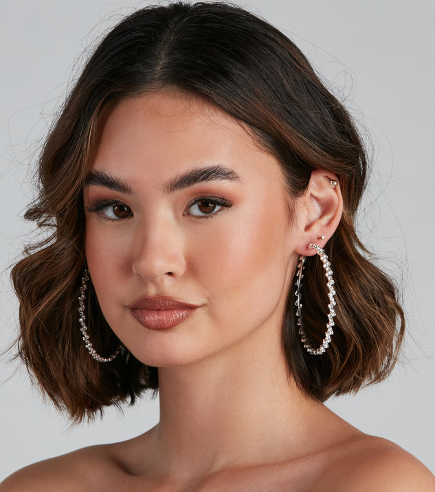 Step Up The Glam Rhinestone Hoop Earrings for 2022 festival outfits, festival dress, outfits for raves, concert outfits, and/or club outfits