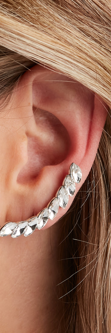 Blitz Rhinestone Ear Crawlers is a trendy pick to create 2023 festival outfits, festival dresses, outfits for concerts or raves, and complete your best party outfits!