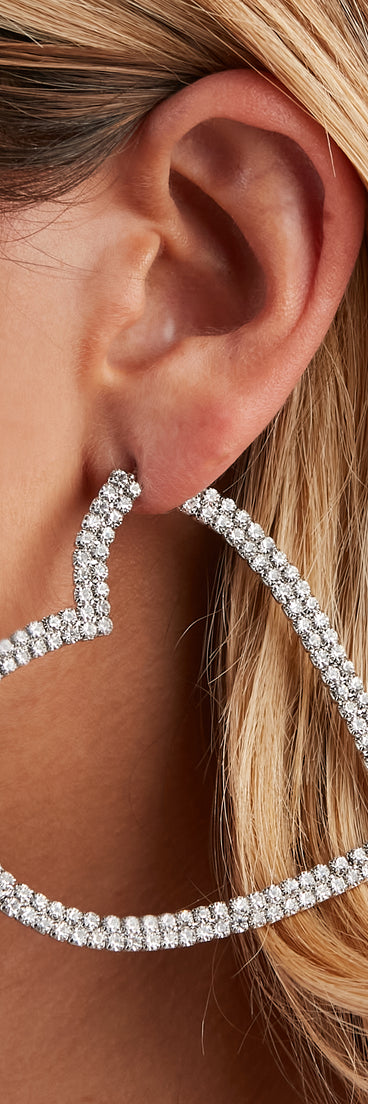 Heart Eyes Rhinestone Hoops